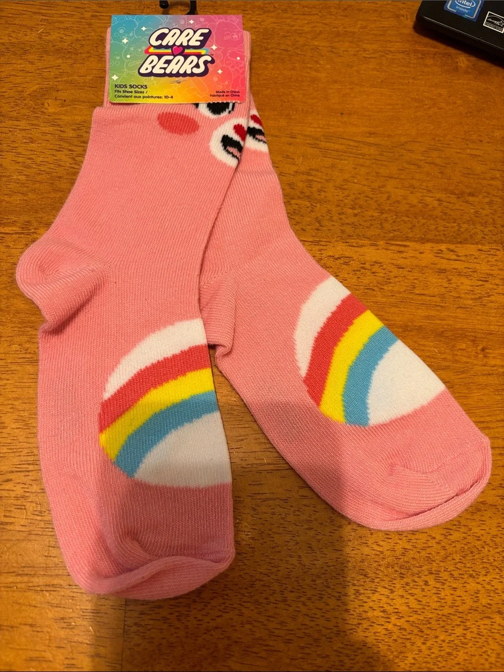 Care Bears Magic Cheer Bear Pink Socks with Rainbow Motif Kids 4-10